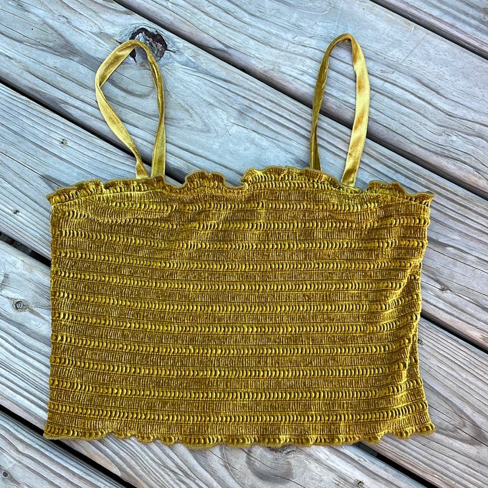 Smocked velvet crop top